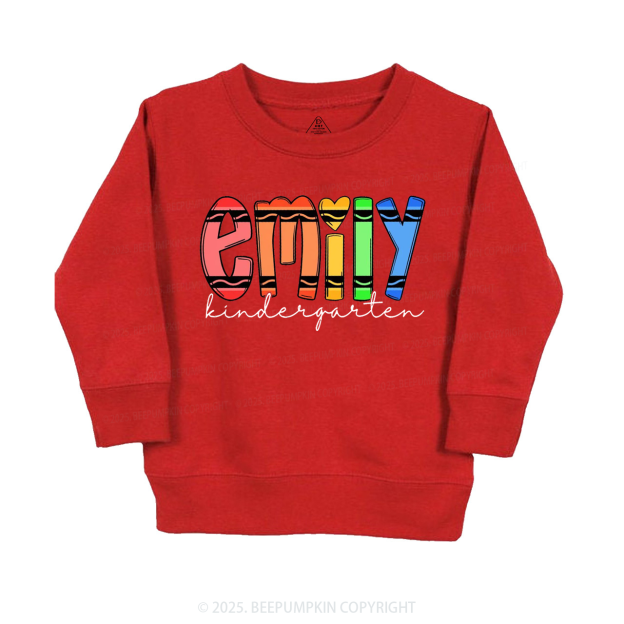 Personalized Colored Crayon Name Kid's Sweatshirt