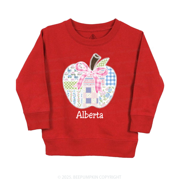 Personalized Lace Apple Name Kid's Sweatshirt