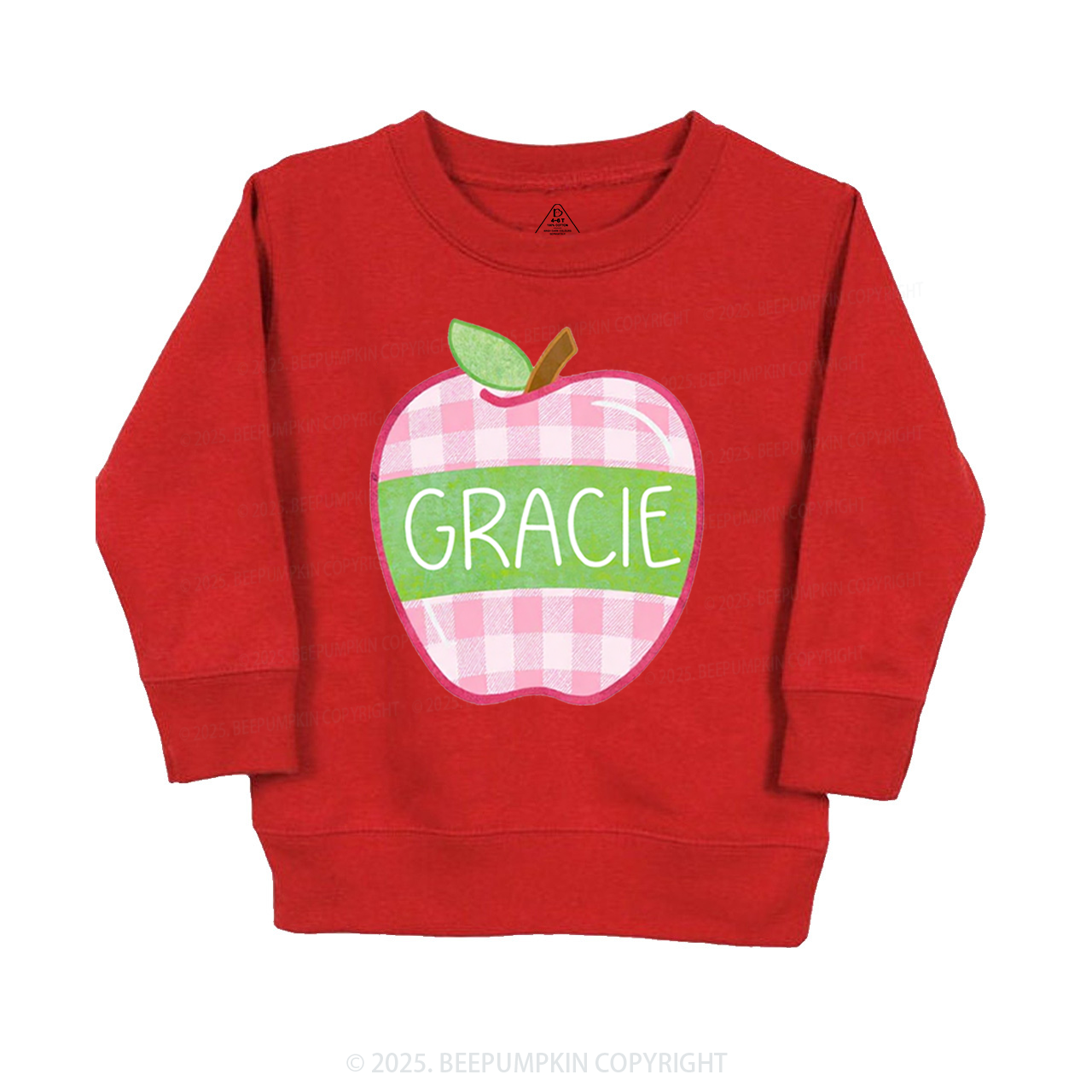 Personalized Plaid Apple Series Kid's Sweatshirt