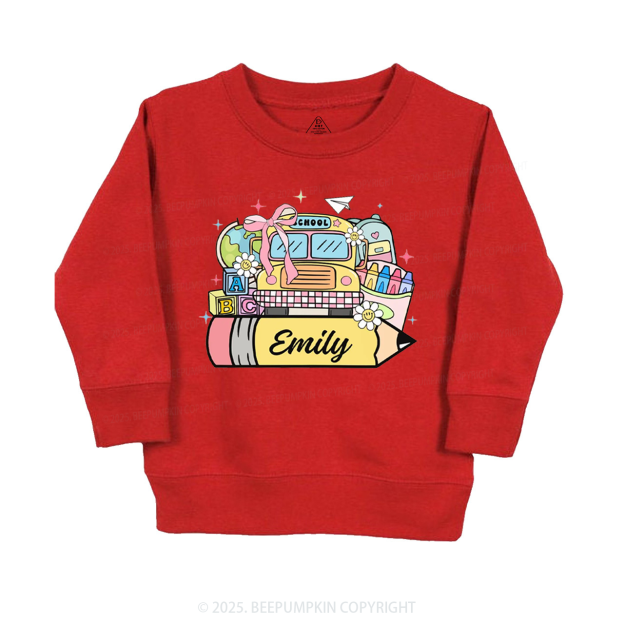 Personalized Kid Name School Bus Kid's Sweatshirt
