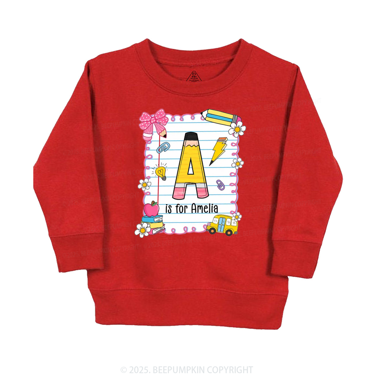 Personalized Alphabet Pencil Name Kid's Sweatshirt