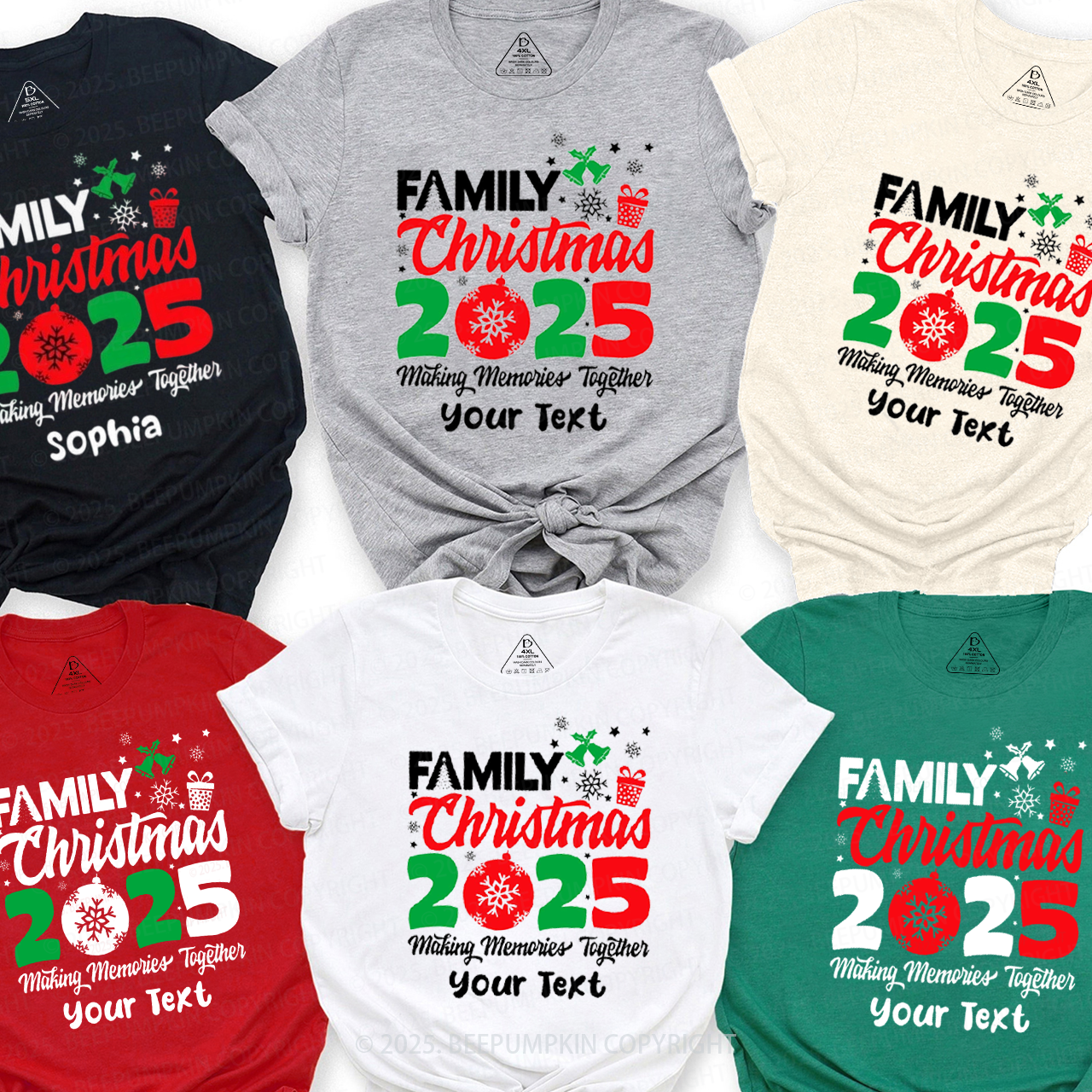 Personalized Christmas 2025  Family Matching T-Shirts Beepumpkin