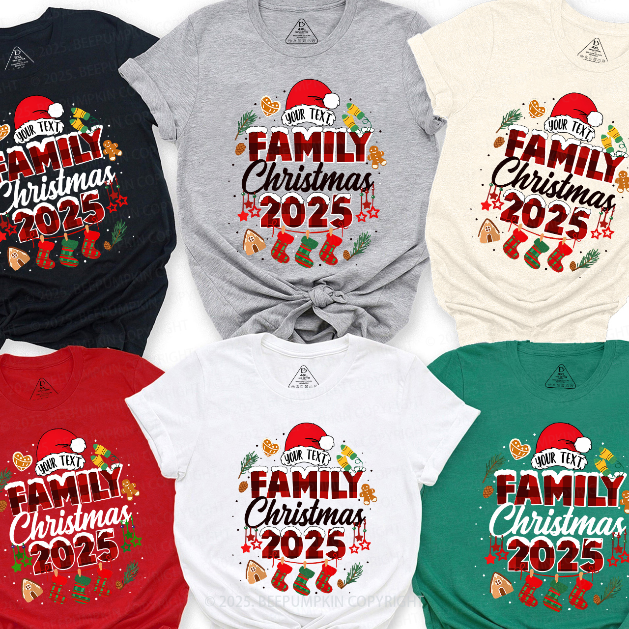 Personalized Gingerbread Snowflakes 2025 Family Matching T-Shirts Beepumpkin