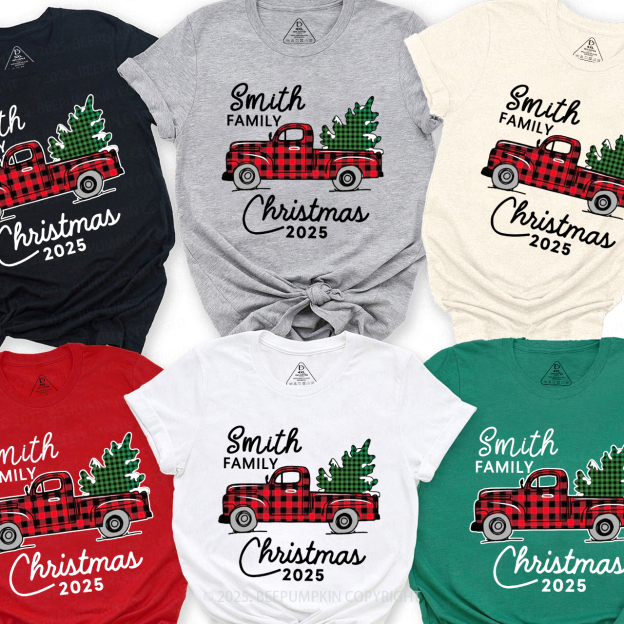 Christmas Truck And Tree 2025 Family Matching Shirt