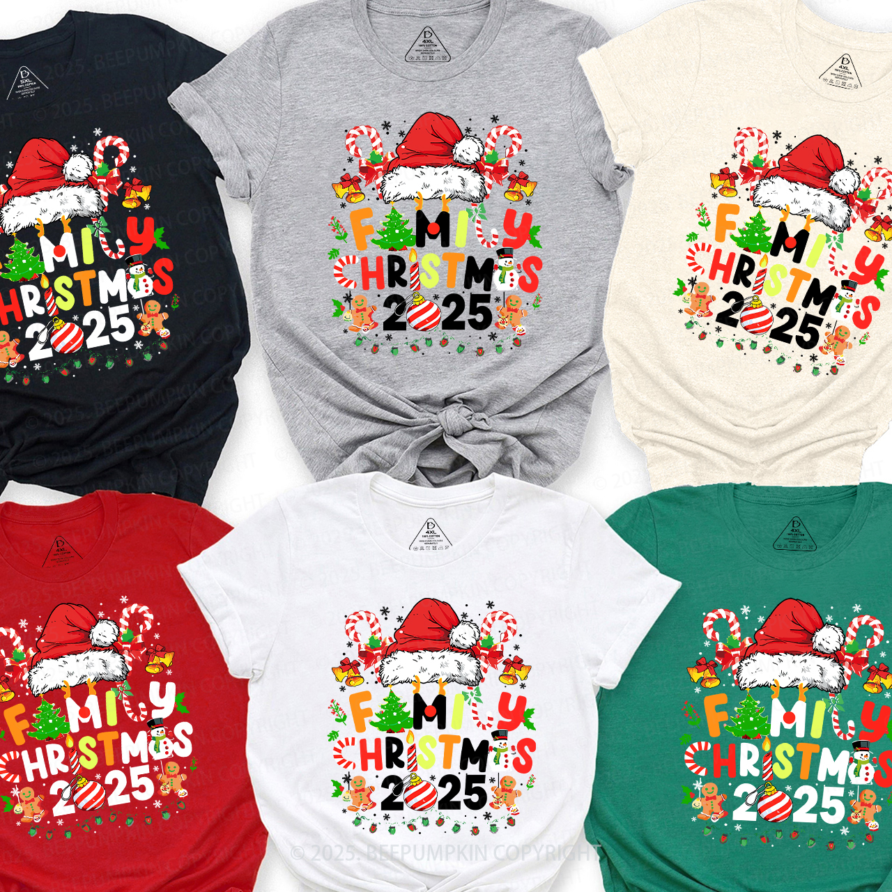 2025 Candy Christmas Family Matching T-Shirts Beepumpkin