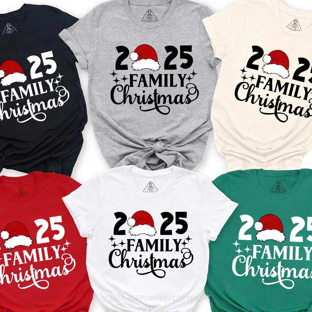 Personalized 2025 Star Christmas Family Matching T-Shirts Beepumpkin