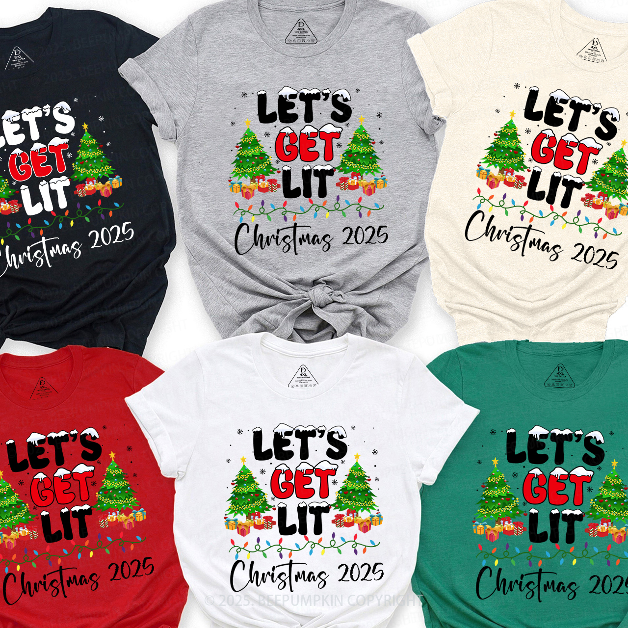 Let's Get Lit From Xmas Party Matching Shirts