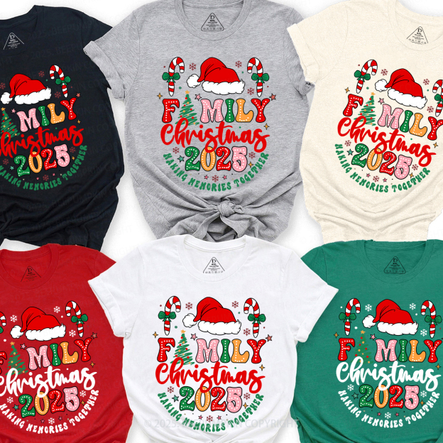 2025 Christmas Candy Cane Family Matching T-Shirts Beepumpkin