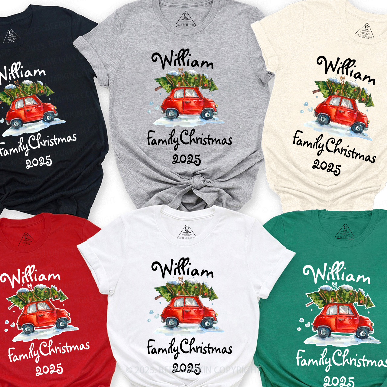 Personalized 2025 Christmas Car Family Matching Shirt