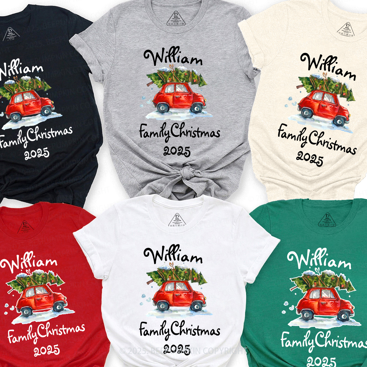 Personalized 2025 Christmas Car Family Matching Shirt