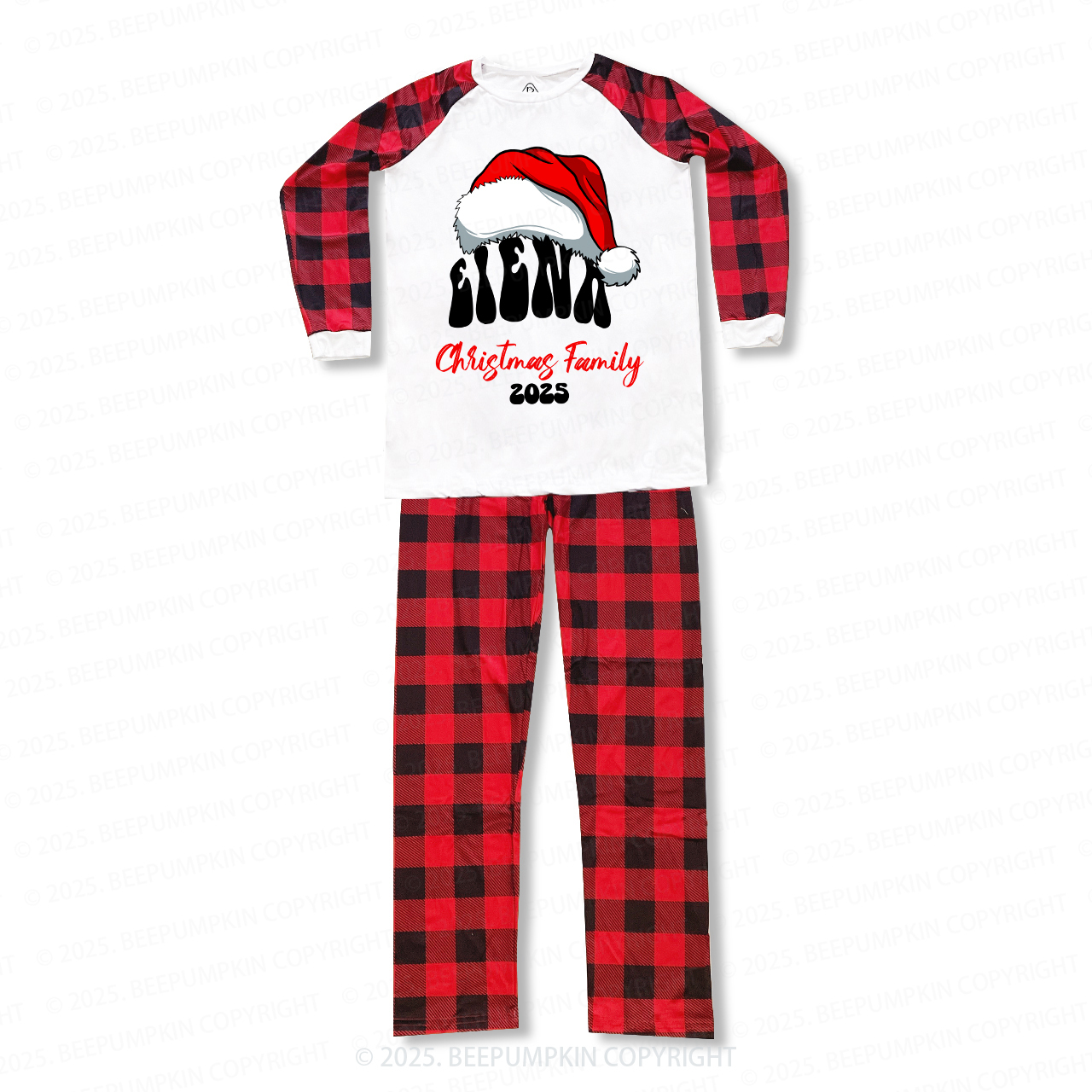 Personalized Red Hat And Name Family Matching Pajamas