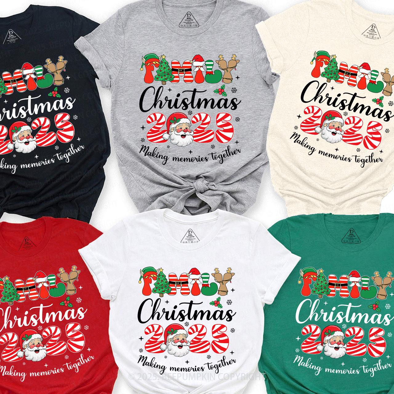 2025 Santa Claus Christmas Crew Family Matching T-Shirts Beepumpkin