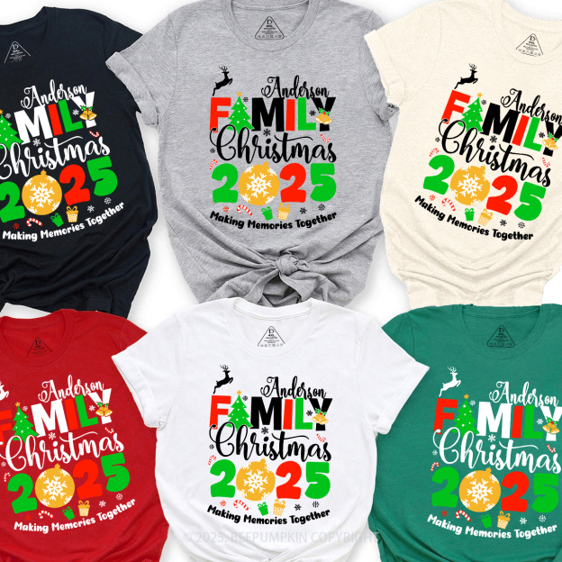 Personalized 2025 Elk Snowflake Christmas Family Matching T-Shirts