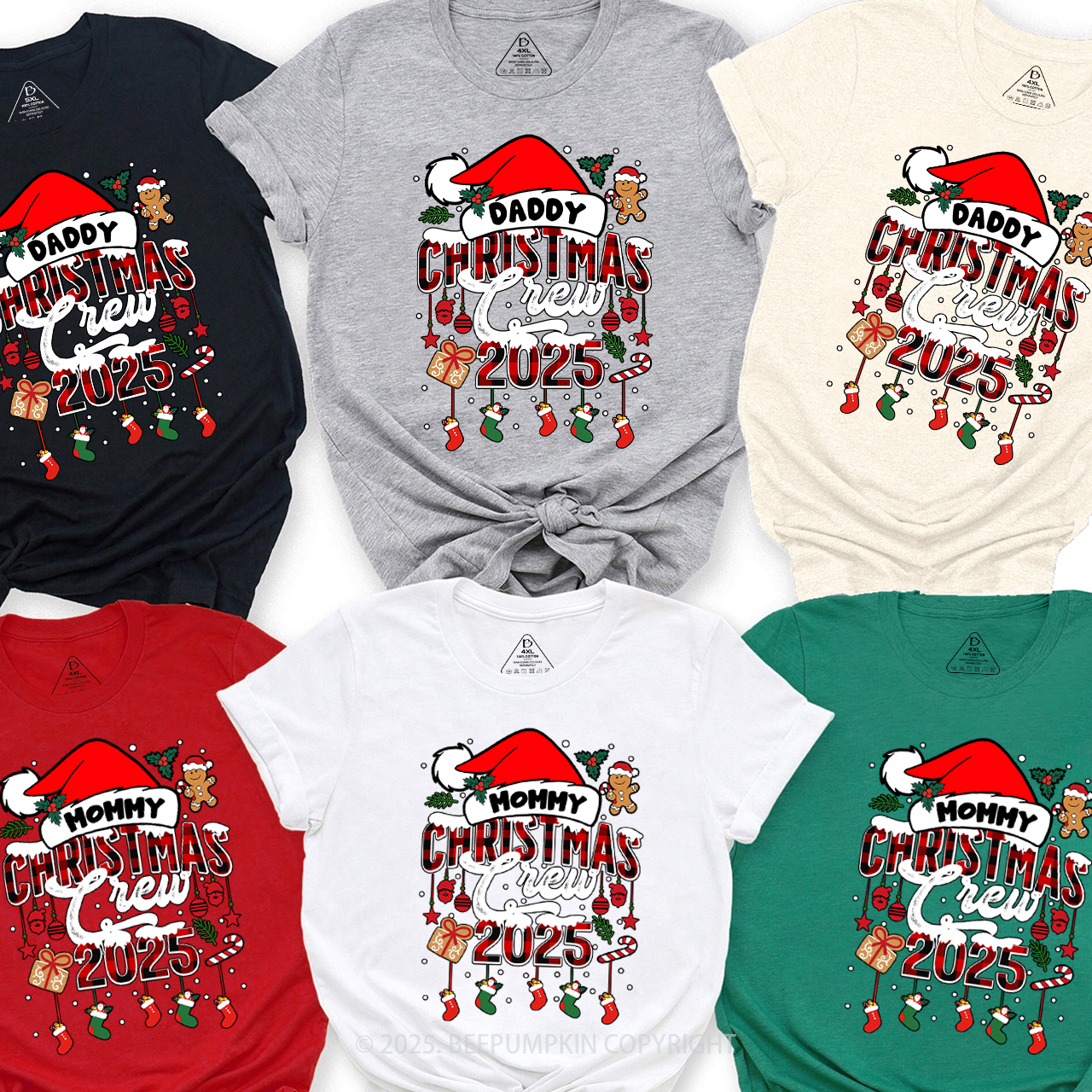 Custom Christmas Crew 2024 Matching Party T-Shirts Beepumpkin