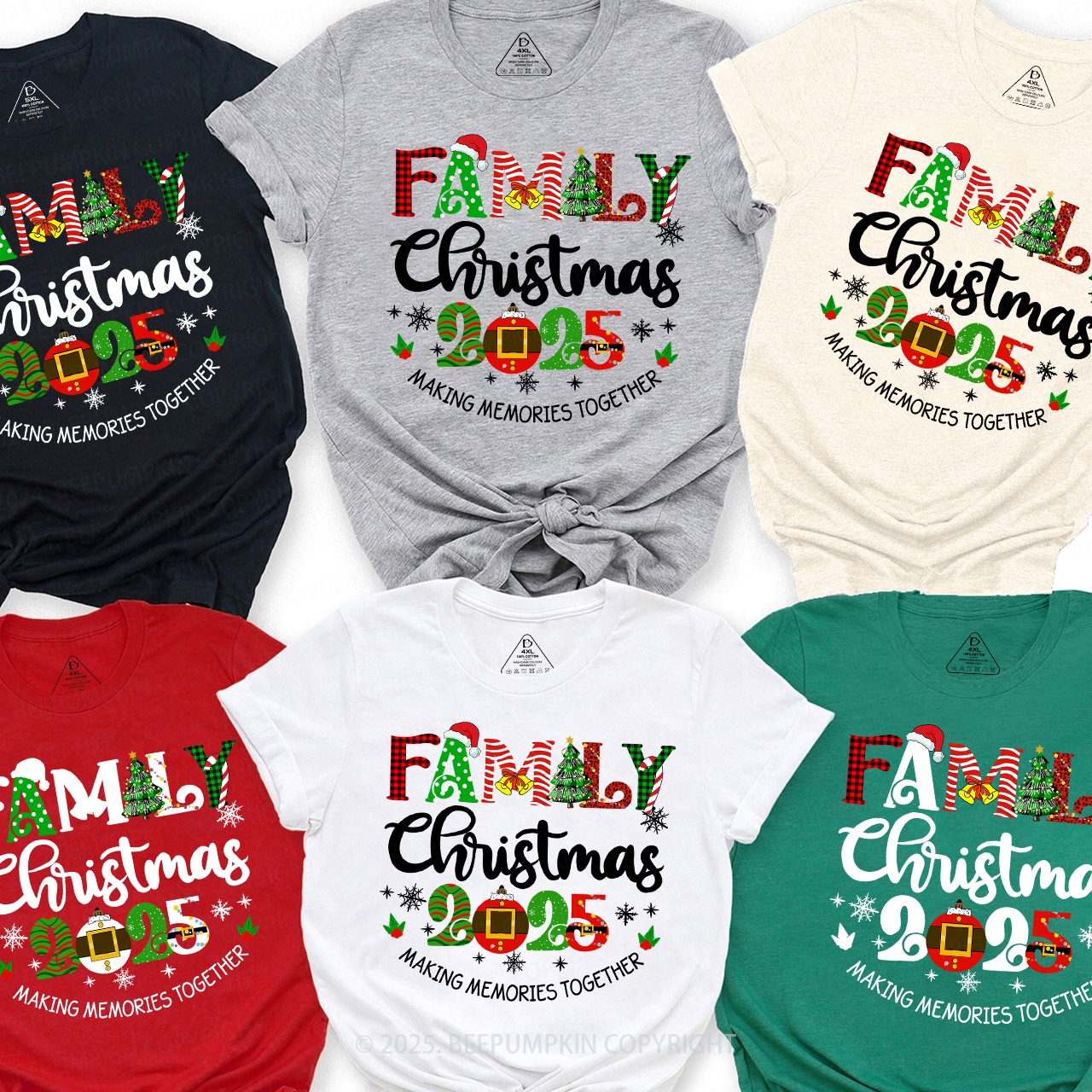 2025 Merry Christmas Squad Light Family Matching T-Shirts