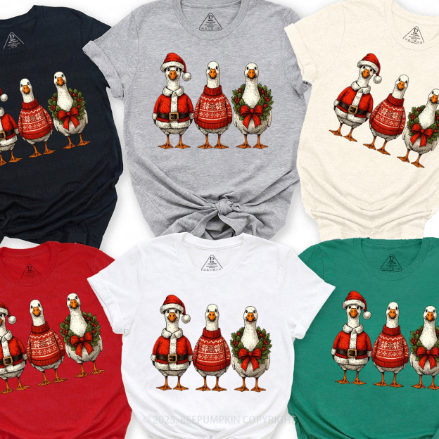 Santa Goose Family Matching T-Shirts Beepumpkin