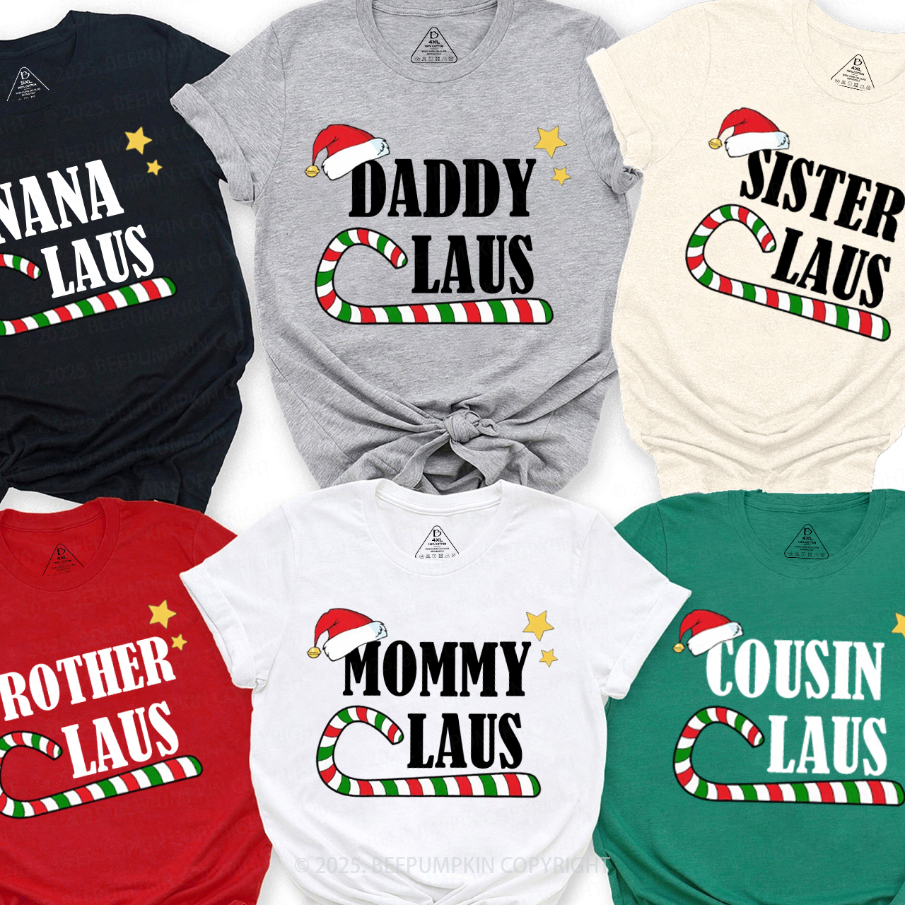 Personalized Holiday Claus Squad Family Matching T-Shirts Beepumpkin
