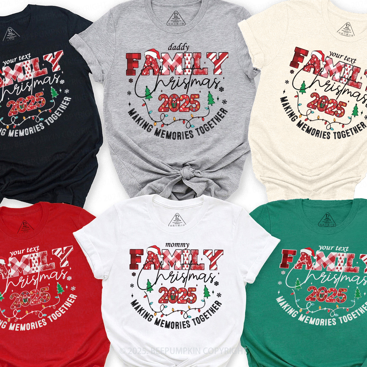 Personalized Holiday Family Cheer Family Matching T-Shirts Beepumpkin