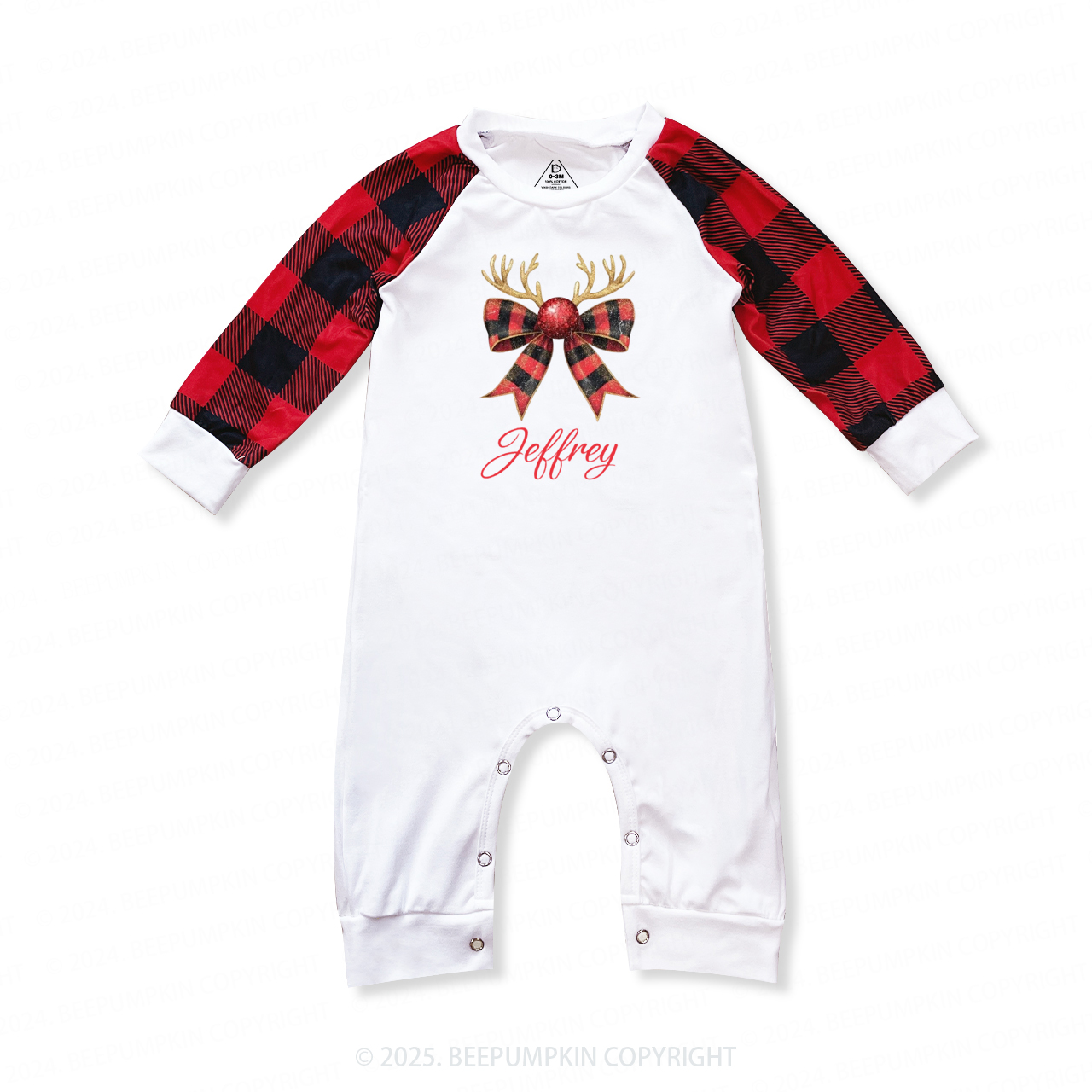 Personalized Reindeer Bow Family Family Matching Pajamas