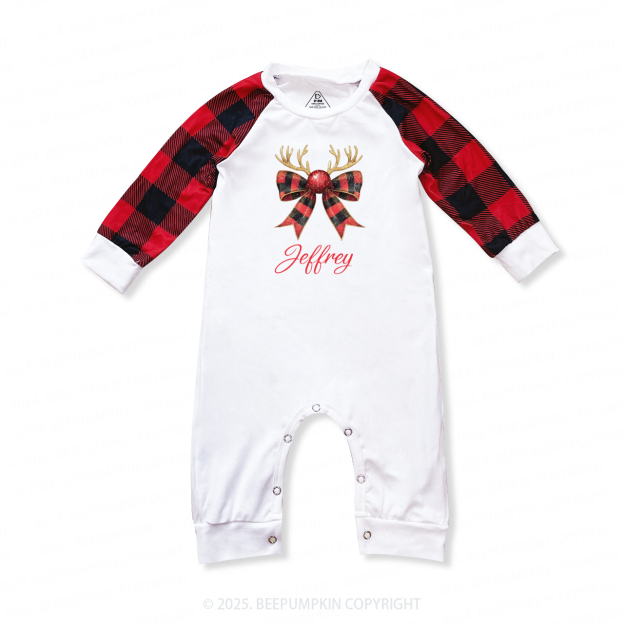 Personalized Reindeer Bow Family Family Matching Pajamas