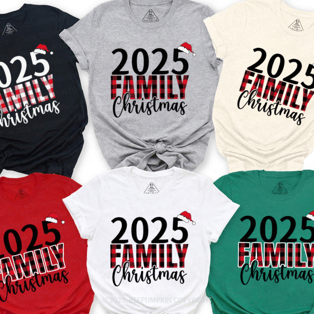 Merry Plaid Christmas Family Matching T-Shirts Beepumpkin