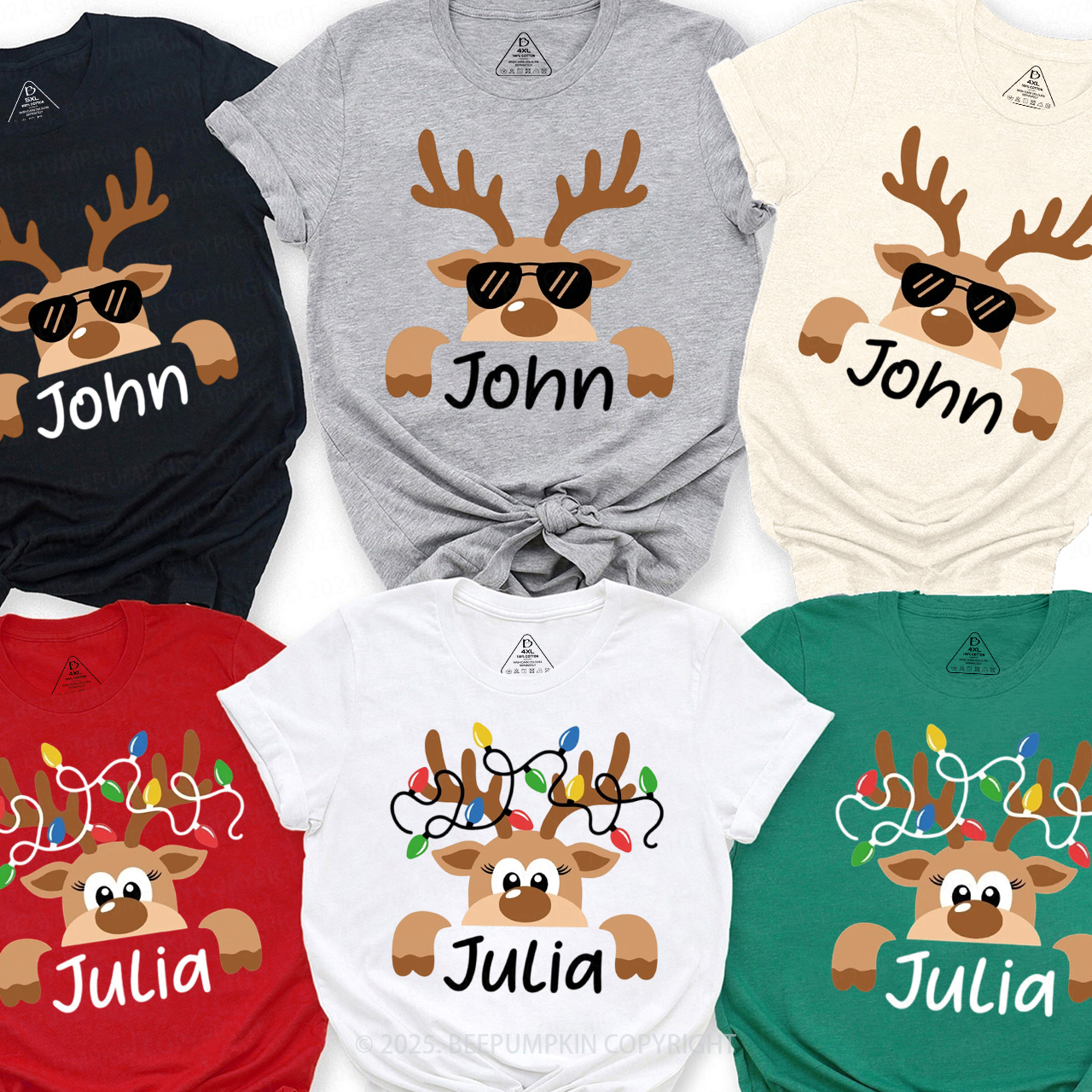 Personalized Cute and Funny Moose Christmas Family Matching Shirts Beepumpkin