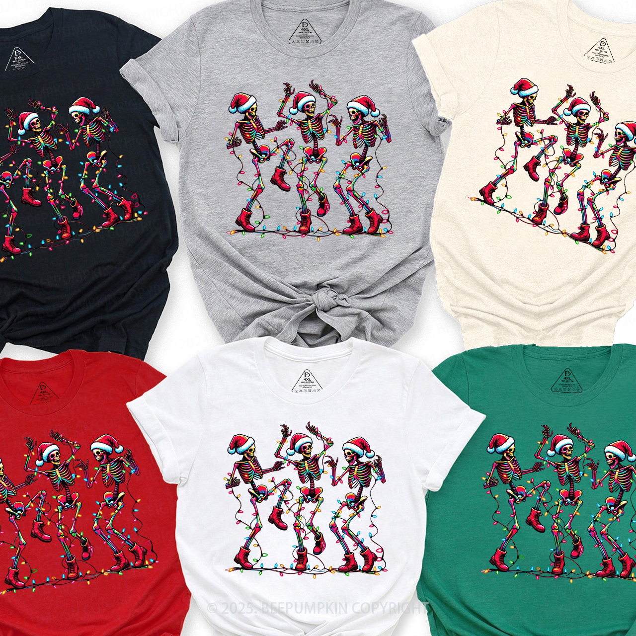 Skeleton Christmas Family Matching T-Shirts Beepumpkin