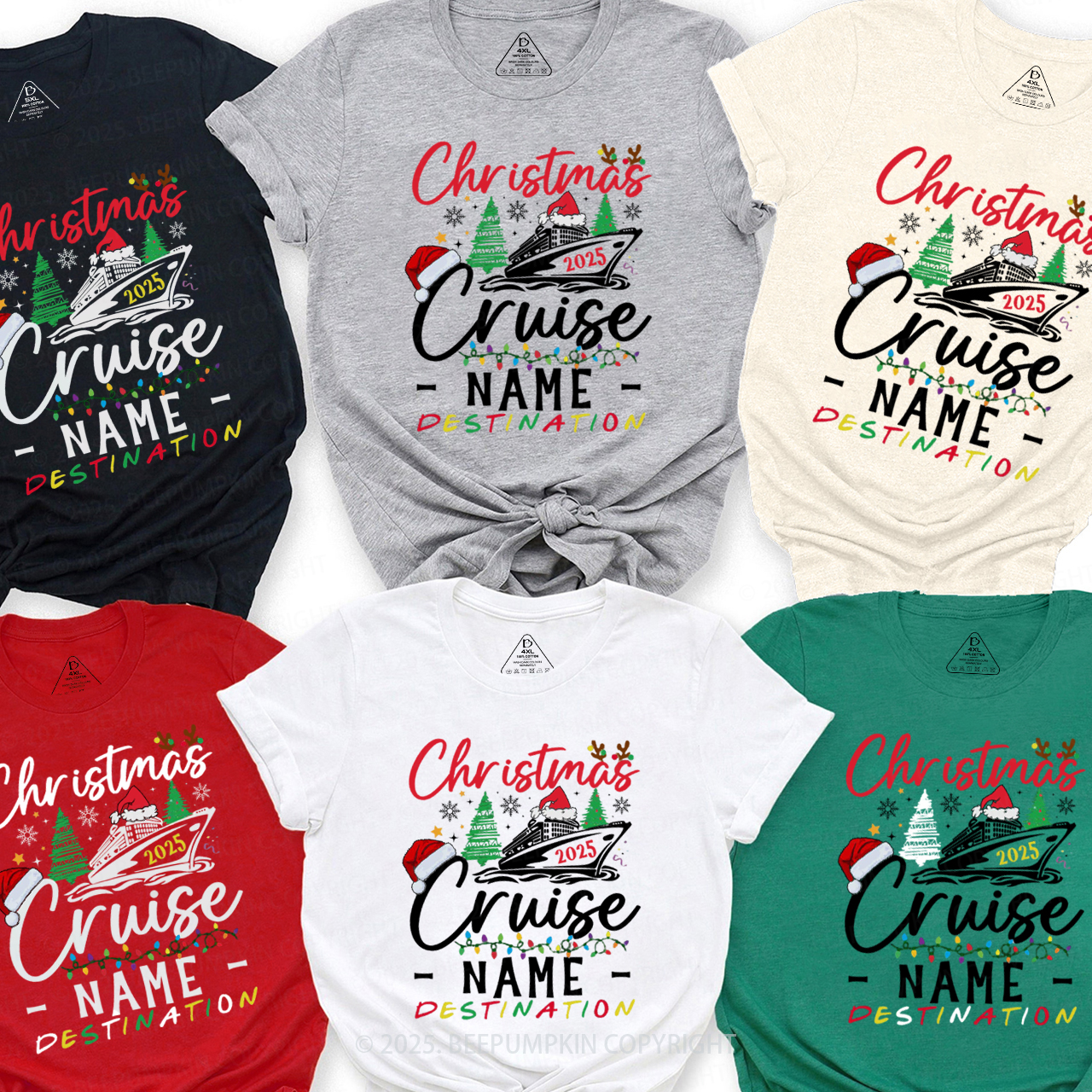 Personalized Christmas Cruise 2025 Family Matching T-Shirts Beepumpkin