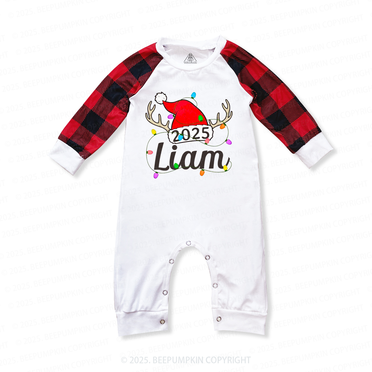 Personalized Jolly Antlers & Lights 2025 Family Matching Pajamas