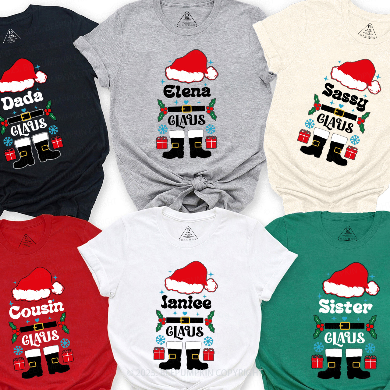 Personalized Santa Claus Christmas Family Matching T-Shirts Beepumpkin
