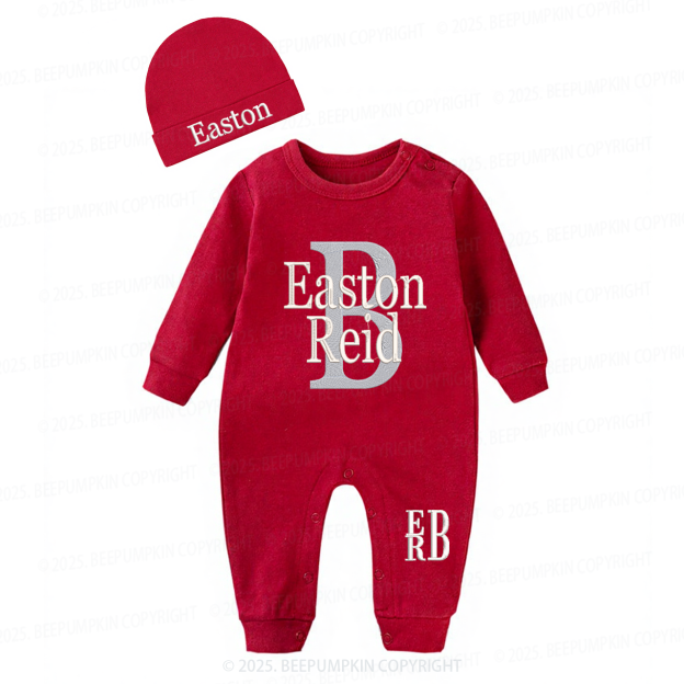 2 Pieces Personalized Baby Rompers Sets (Big Letters)