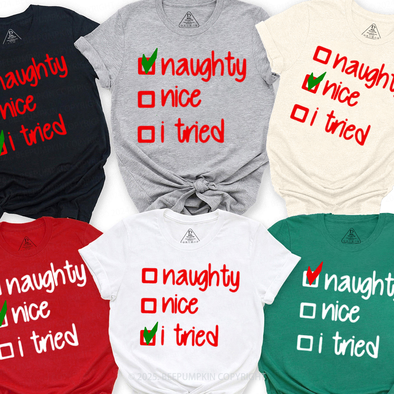 Personalized Naughty Or Nice Family Matching T-Shirts Beepumpkin