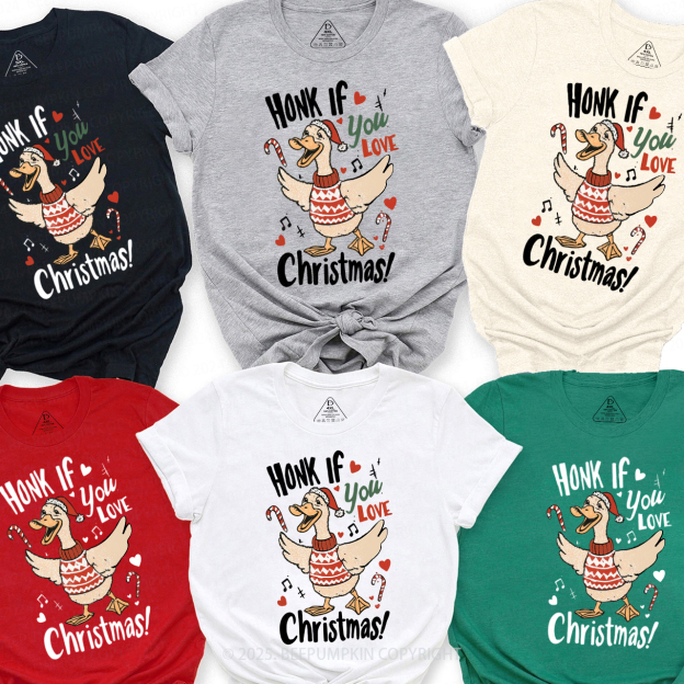 Honk If You Love Christmas Family Matching T-Shirts Beepumpkin