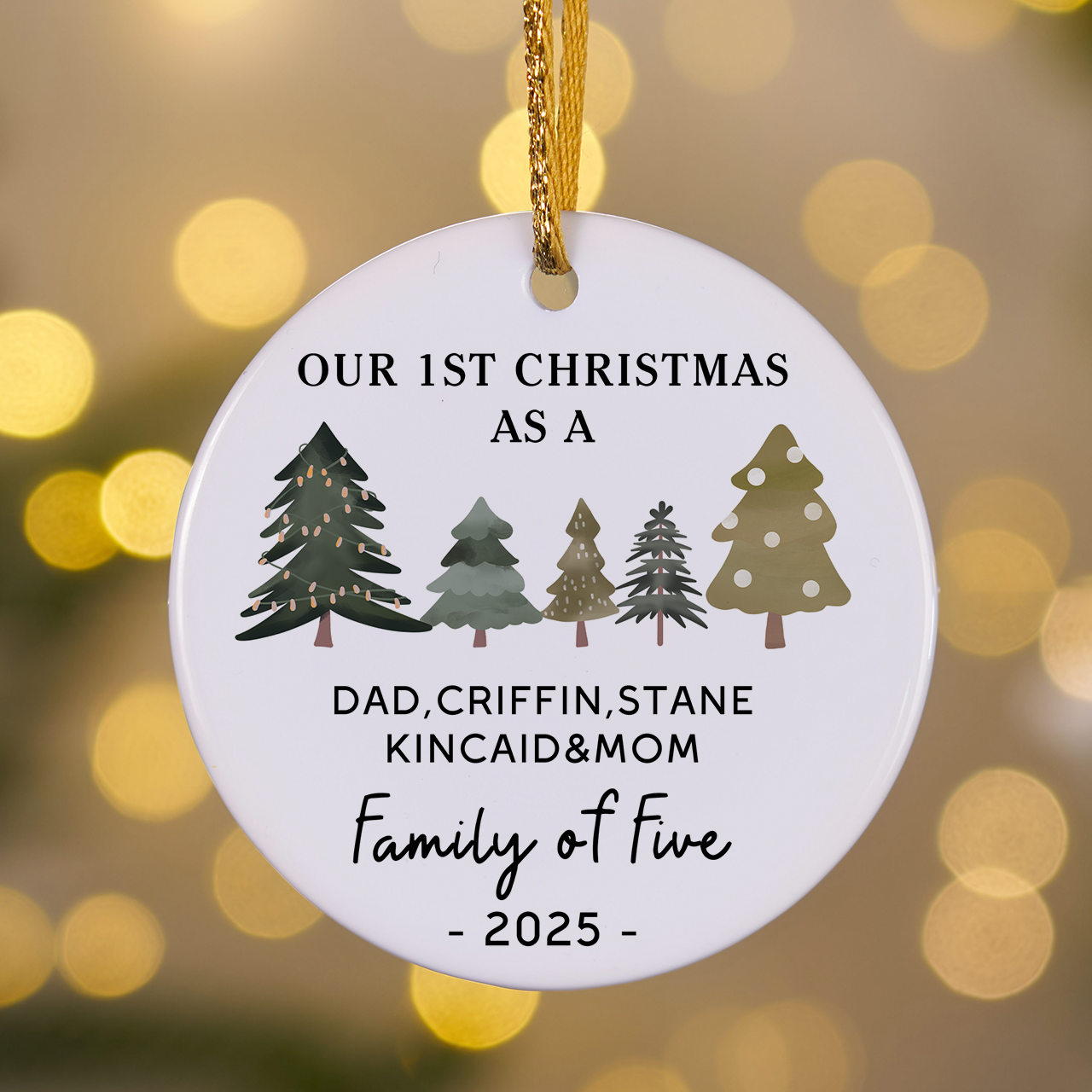 Personalized Family of Three Christmas Gift Ornament