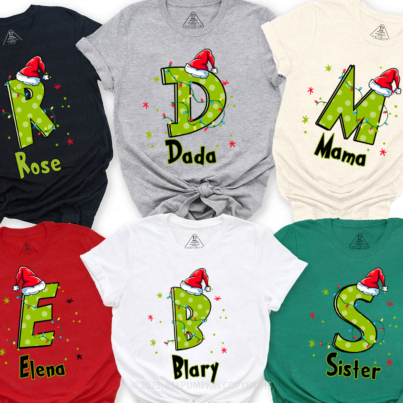 Personalized Festive Alphabet Fun Family Matching T-Shirts Beepumpkin