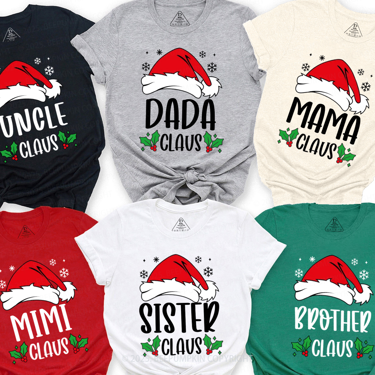 Personalized Family Claus Christmas Matching T-Shirts Beepumpkin