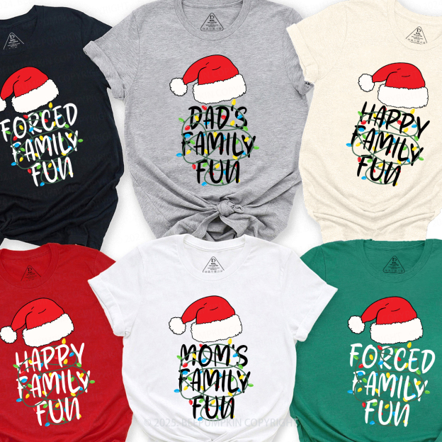 Personalized Forced Family Fun Christmas Matching T-Shirts Beepumpkin