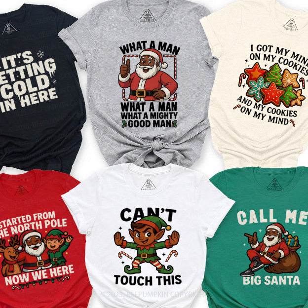 Personalized Brown Santa Christmas Family Matching T-Shirts Beepumpkin