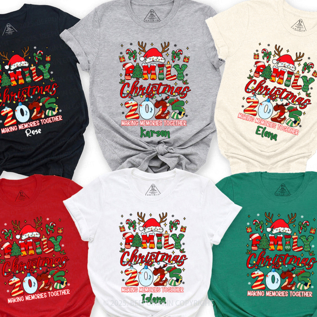 Personalized Christmas Magic 2025 Family Matching T-Shirts Beepumpkin