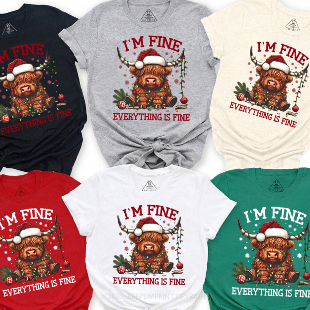 I'm Fine Everything Is Fine Christmas Family Matching T-Shirts Beepumpkin