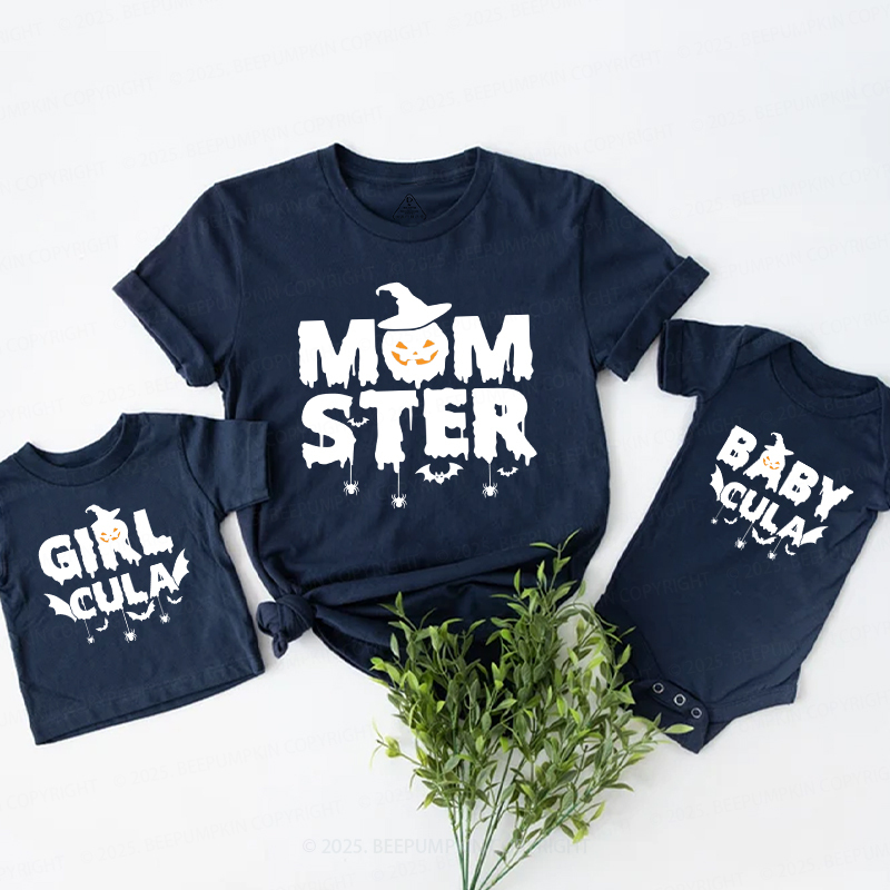 Personalized Halloween Momster Dadcula Family Matching Shirts