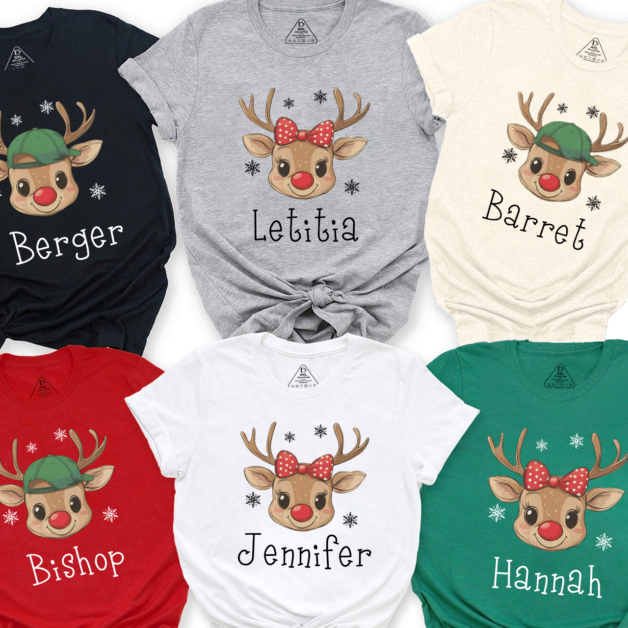 Personalized Reindeer Name Family Matching T-Shirts Beepumpkin