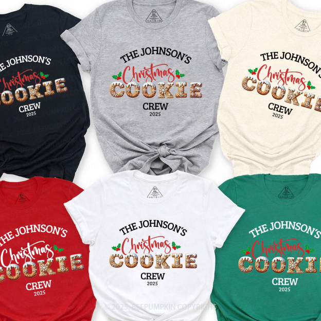 Personalized Christmas Cookie Crew Family Matching T-Shirts Beepumpkin