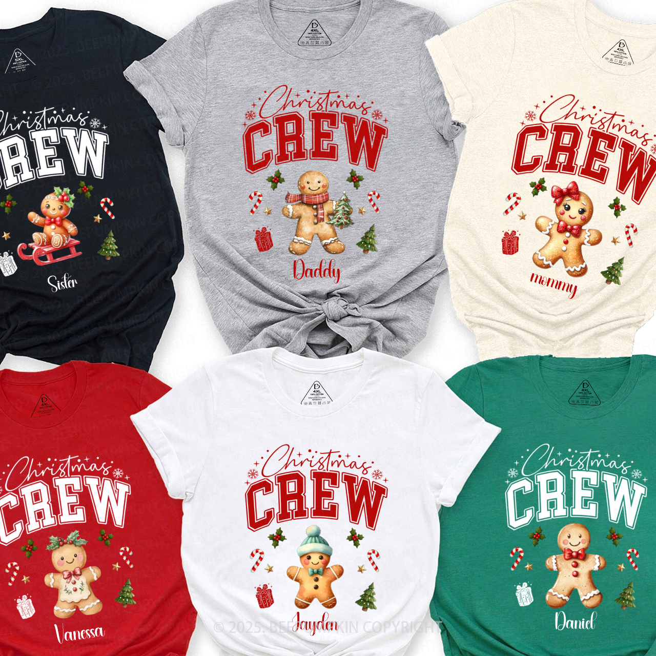 Personalized Christmas Crew Family Matching T-Shirts Beepumpkin