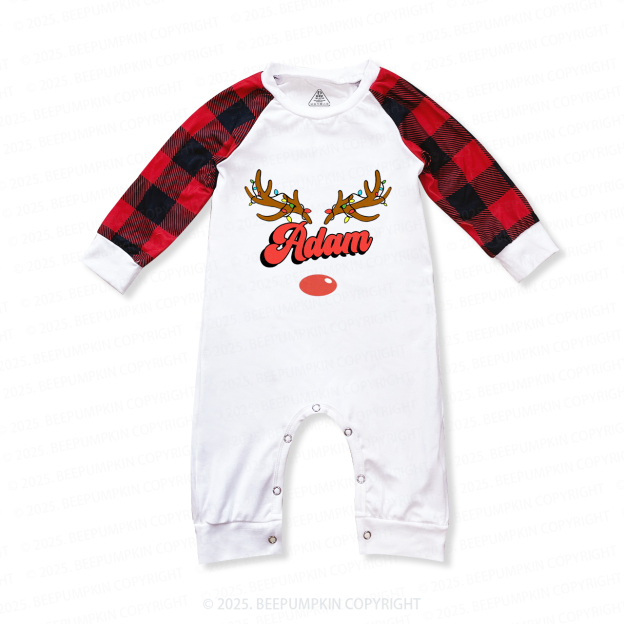 Personalized Antlers Name Christmas Family Matching Pajamas