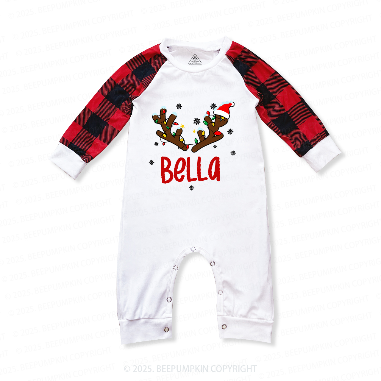 Personalized Flashing Antlers Christmas Family Matching Pajamas