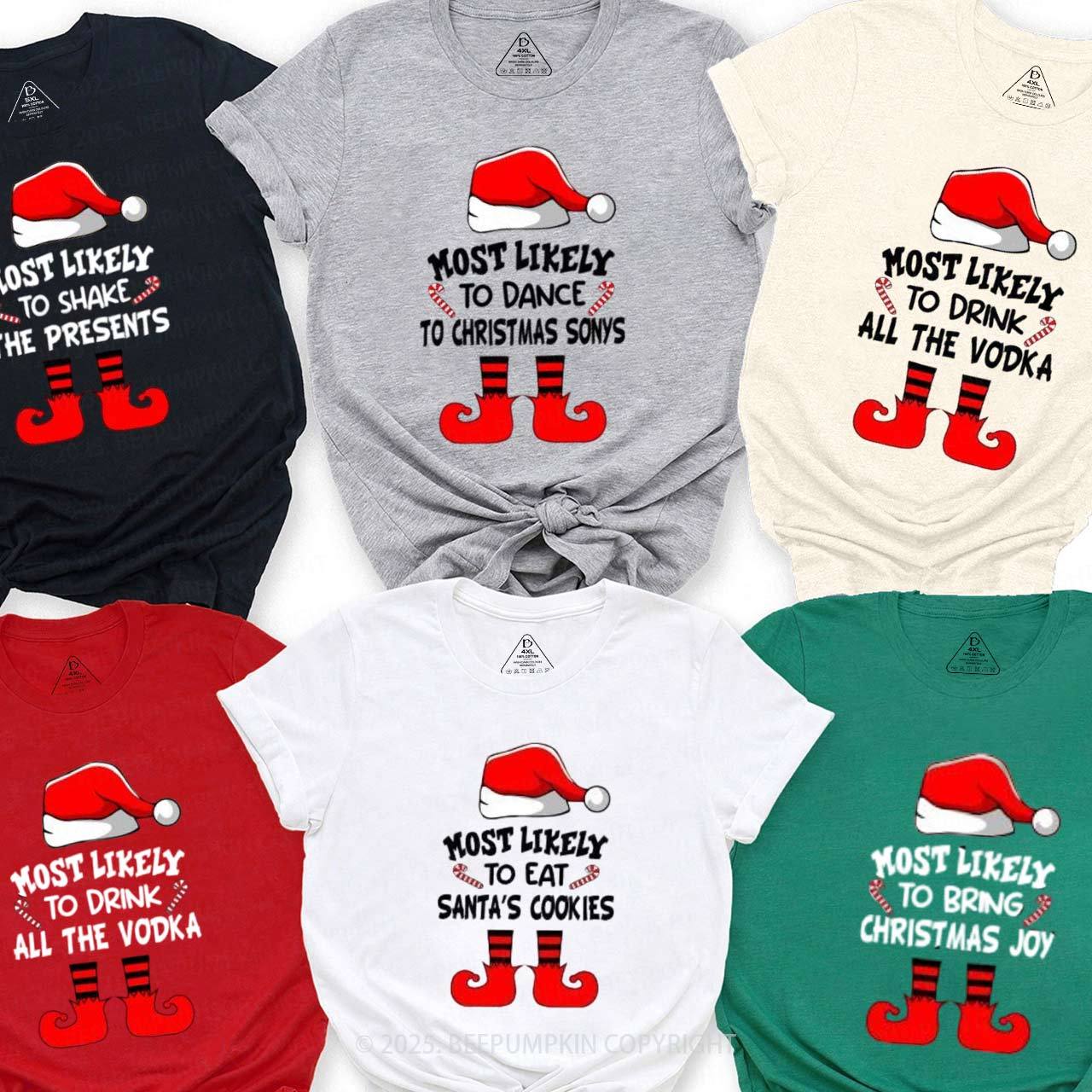 Personalized Most Likely To Christmas Family Matching T-Shirts Beepumpkin