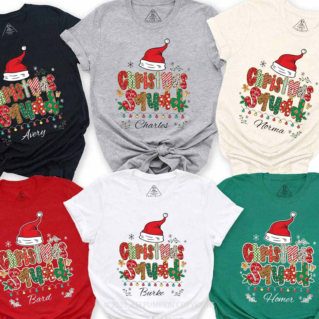 Personalized Christmas Squad Name Family Matching T-Shirts Beepumpkin