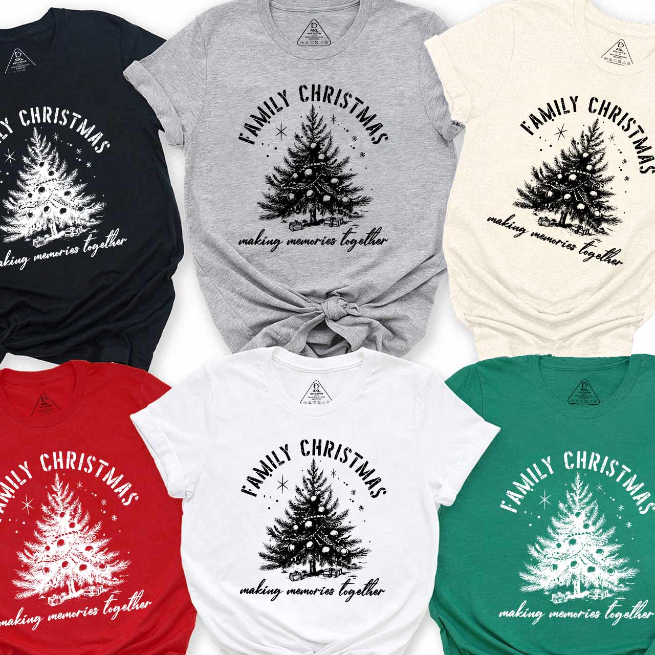 Warm Christmas Tree Family Matching T-Shirts Beepumpkin