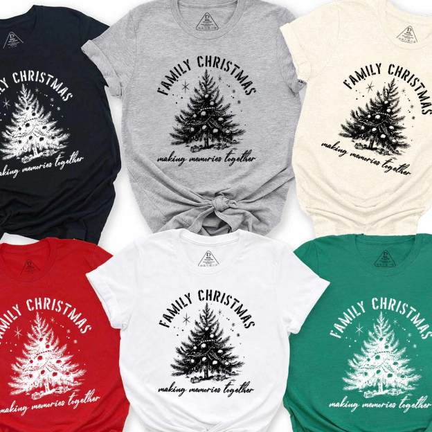 Warm Christmas Tree Family Matching T-Shirts Beepumpkin